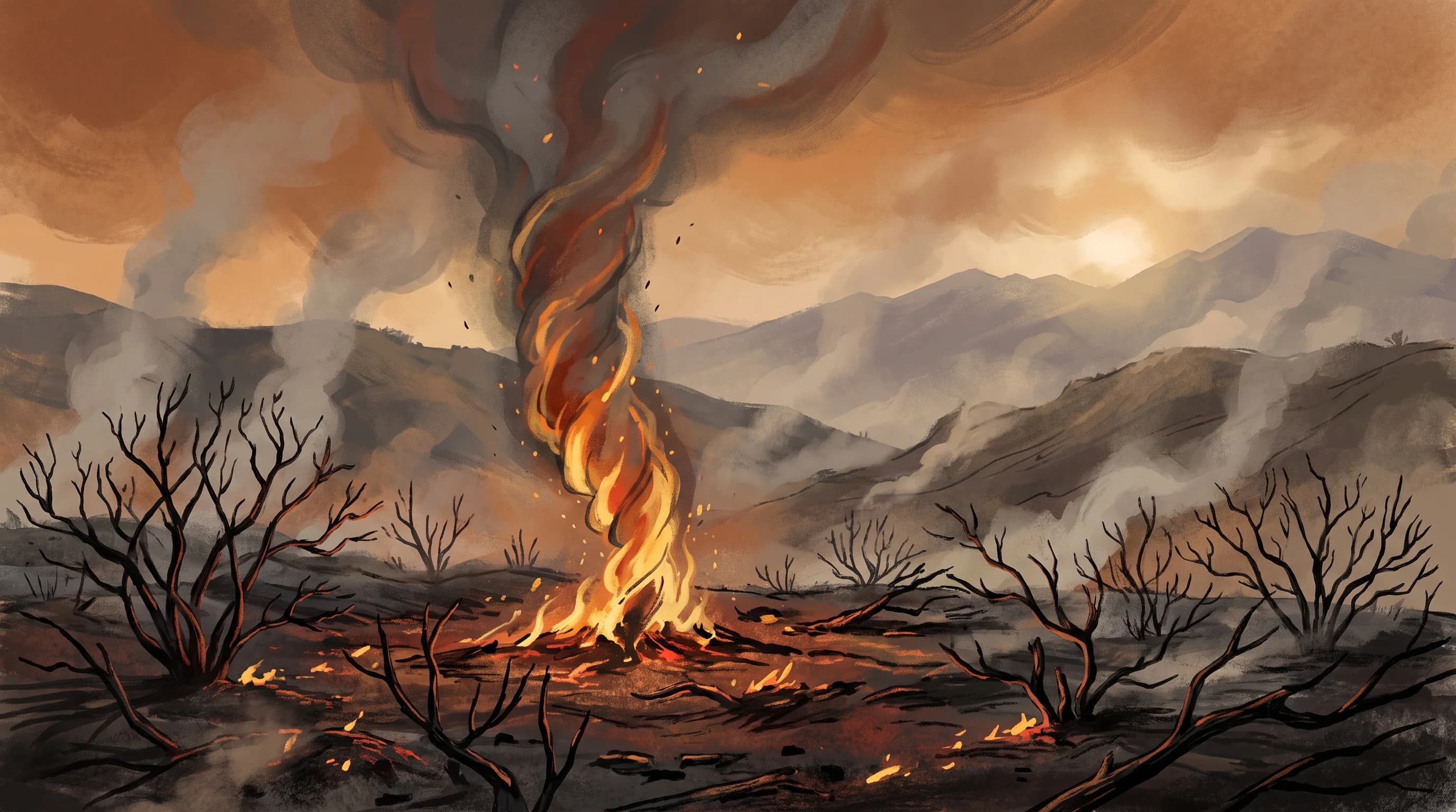 How a Fire Whirl Becomes a Fire Tornado